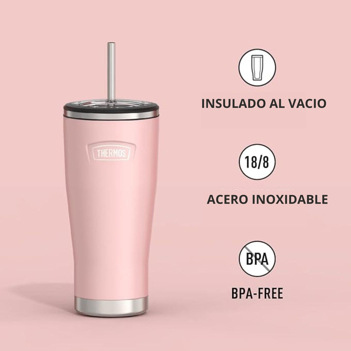 Thermos Termo mug Icon acero con bombilla 710 ml – Sunset Pink