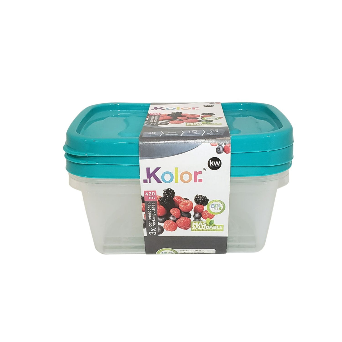 Set 3 contenedores rectangulares 420 ml