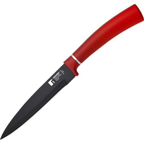 Bergner Set 3 cuchillos + barra magnética acero inoxidable rojo Classique