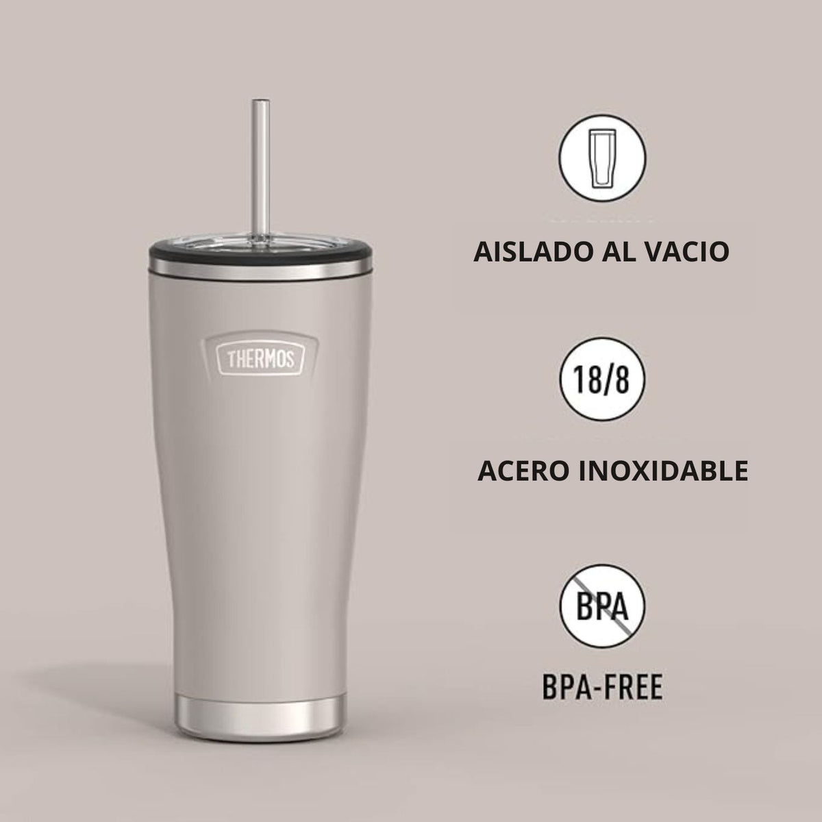 Thermos Termo mug Icon acero con bombilla 710 ml – Sandstone