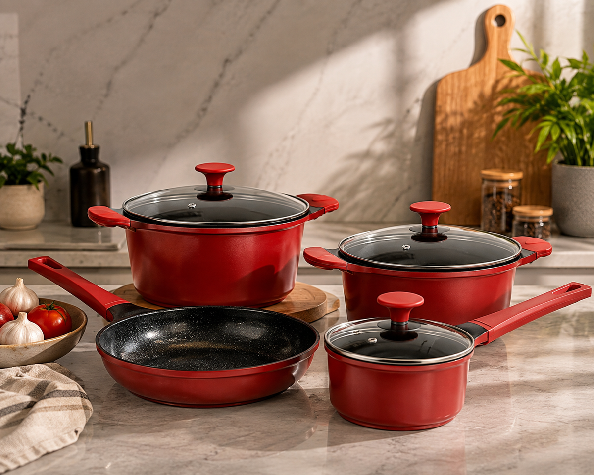Batería de cocina 7 piezas aluminio fundido – Berries