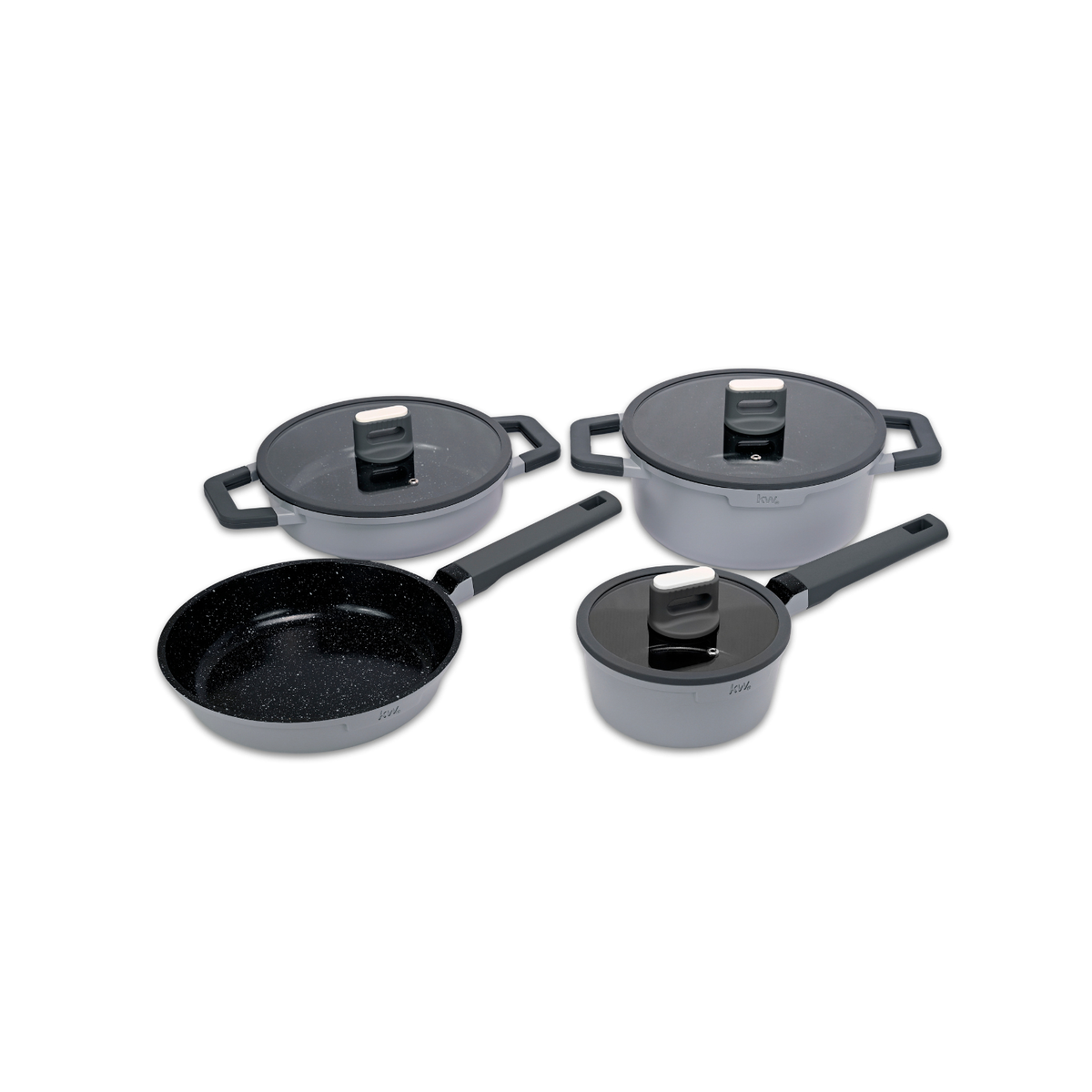 Batería de cocina 7 piezas Chelsea aluminio fundido – Gris