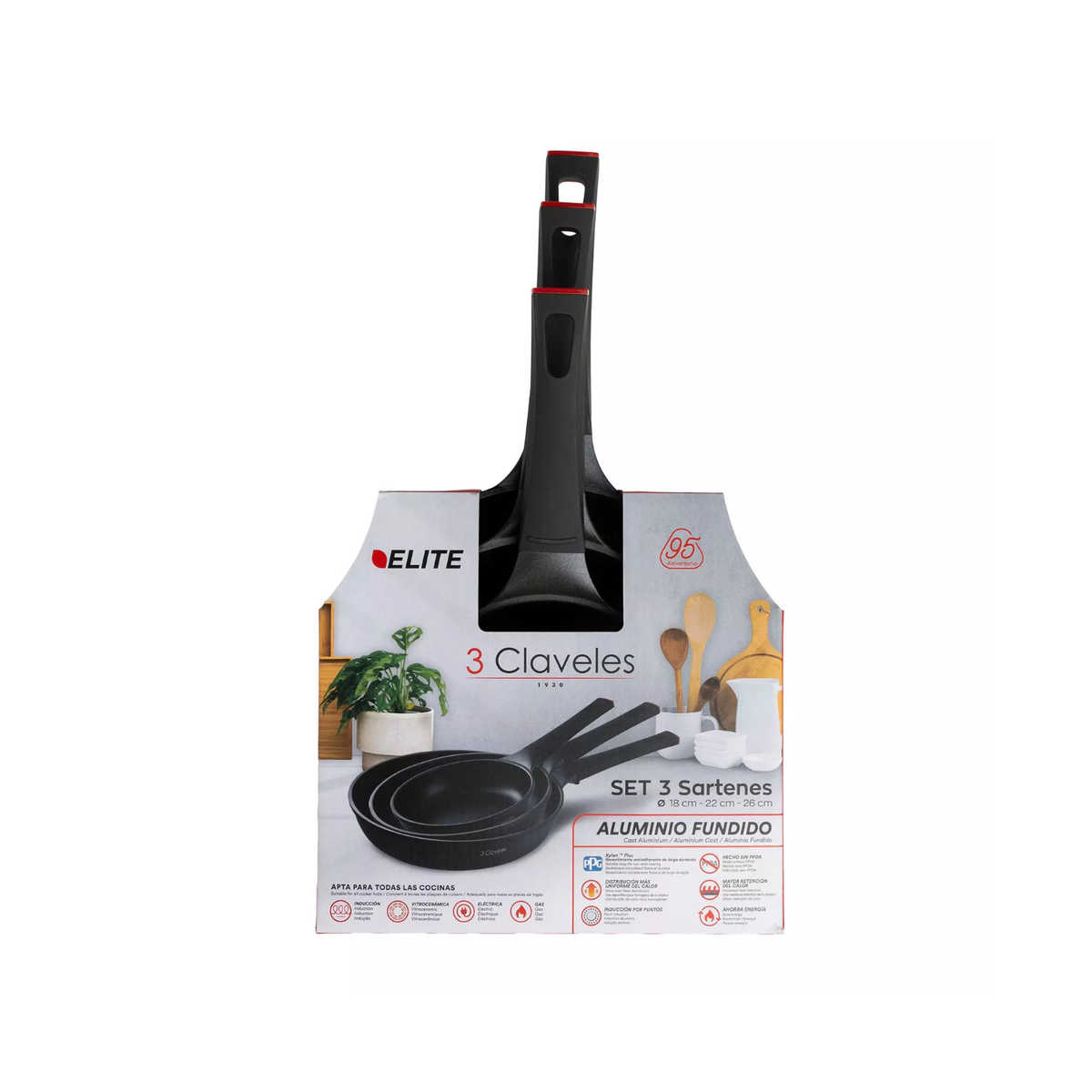 Set 3 sartenes aluminio fundido Elite