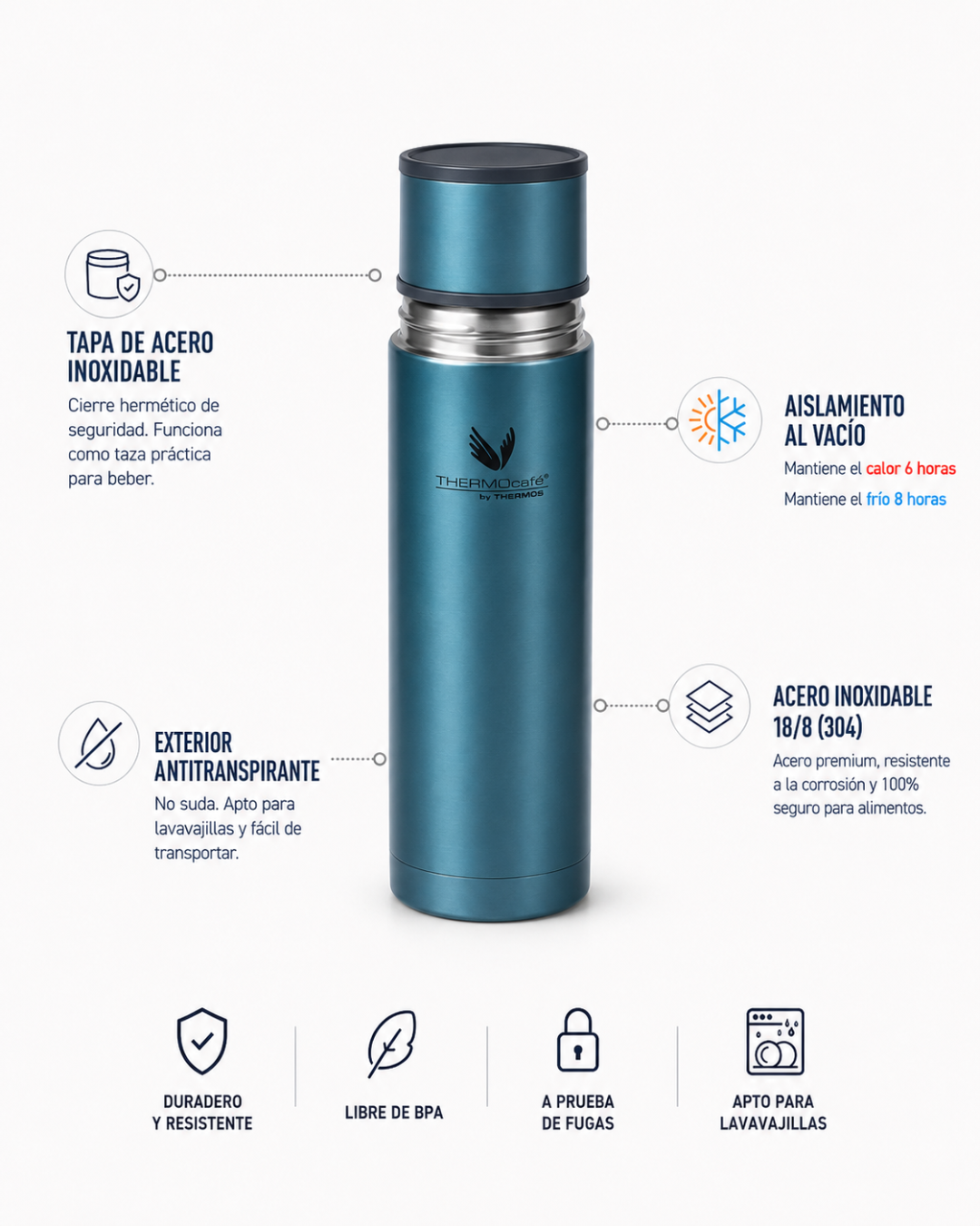 Thermos Termo líquido acero inoxidable Everynight Glacier 500 ml