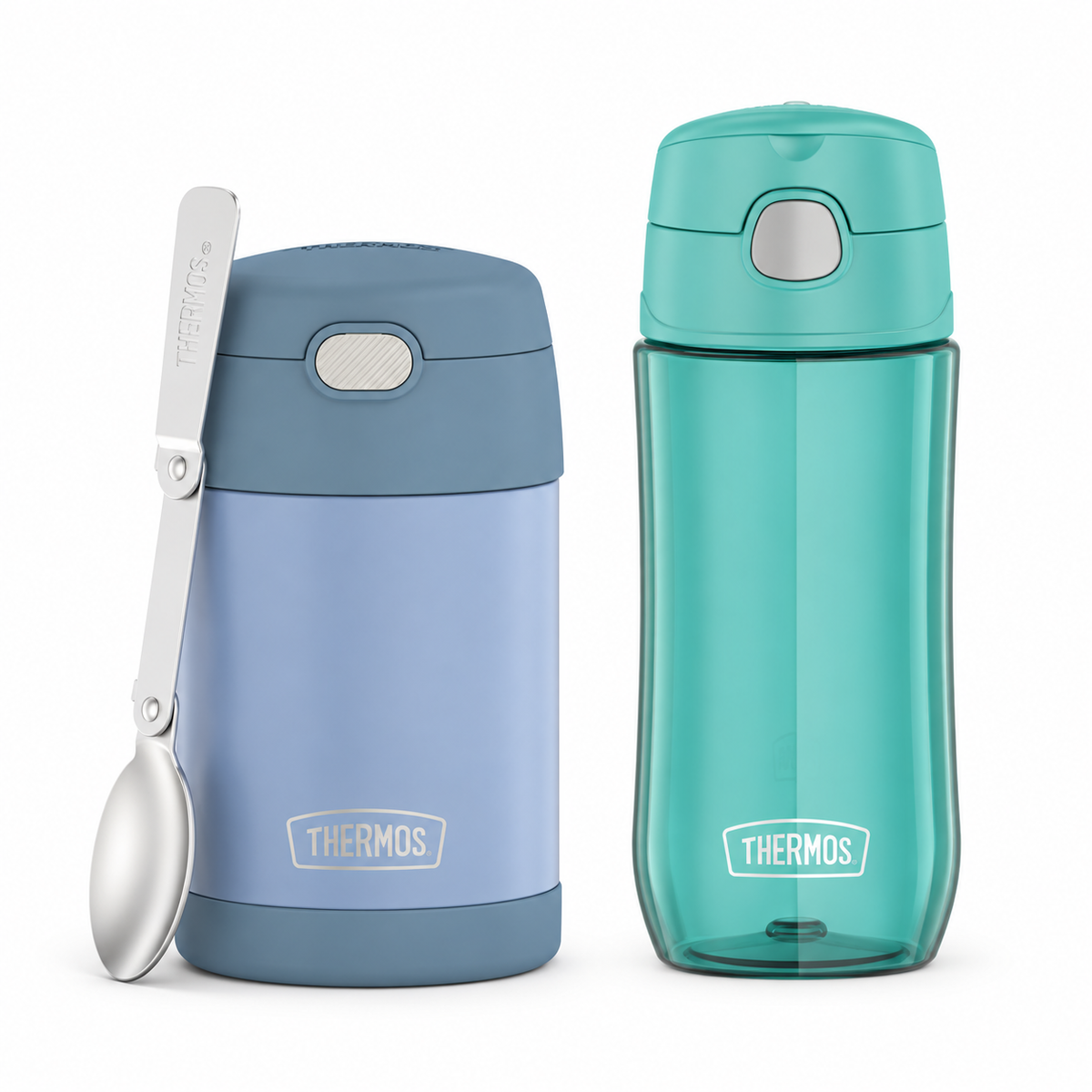 Pack Thermos termo de comida 470 ml Denim Blue + botella azul