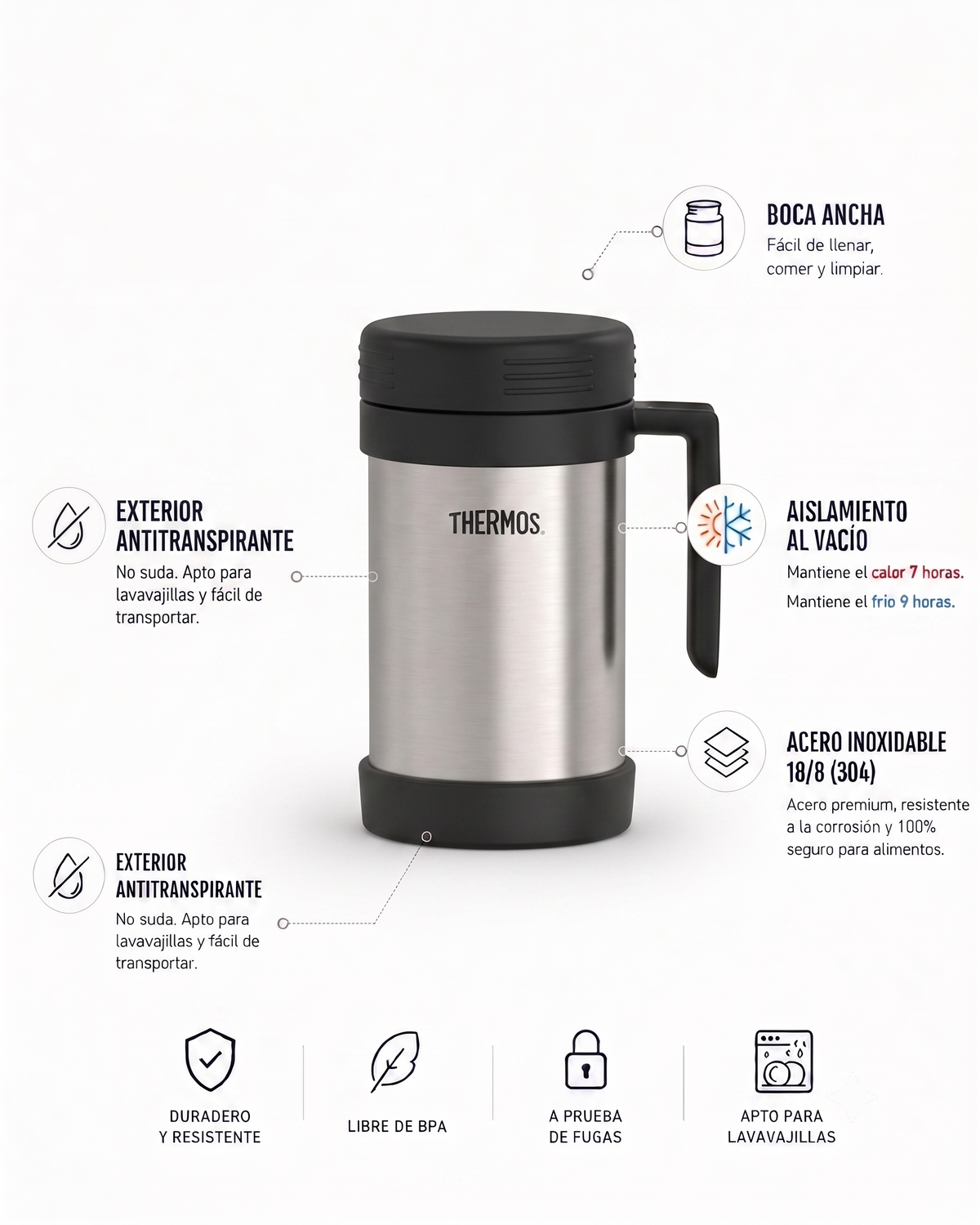 Thermos Termo comida acero 470 ml con asa