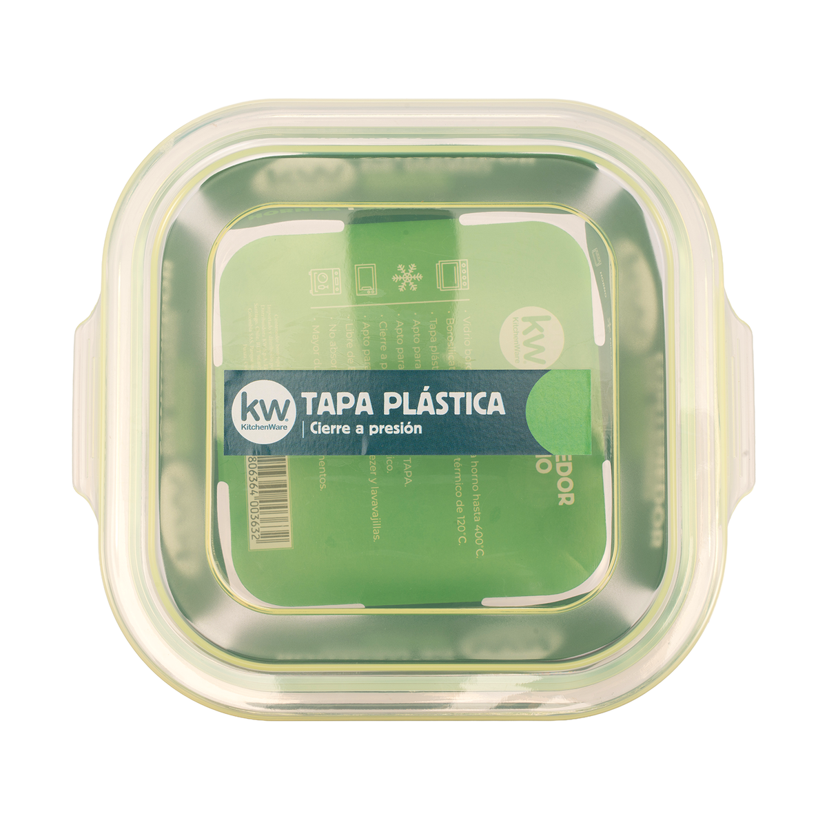 Recipiente cuadrado vidrio 800 ml con tapa