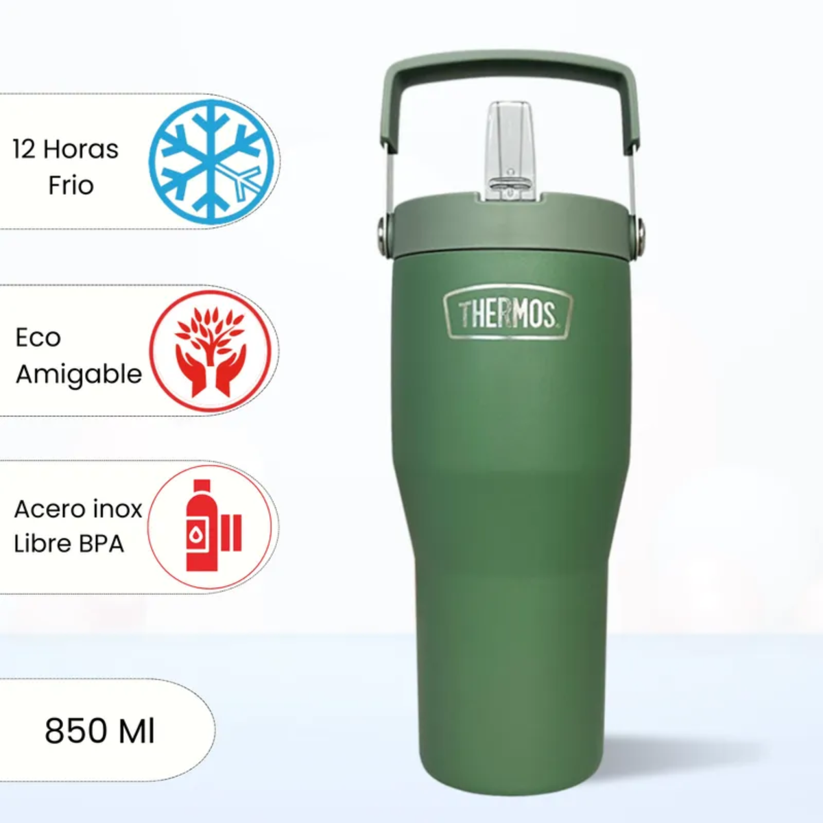Thermos Travel mug Flip Lid inoxidable Outdo 850 ml – Verde