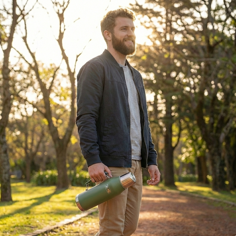 Thermos Termo líquido acero inoxidable Outdo 1,3 L – Verde