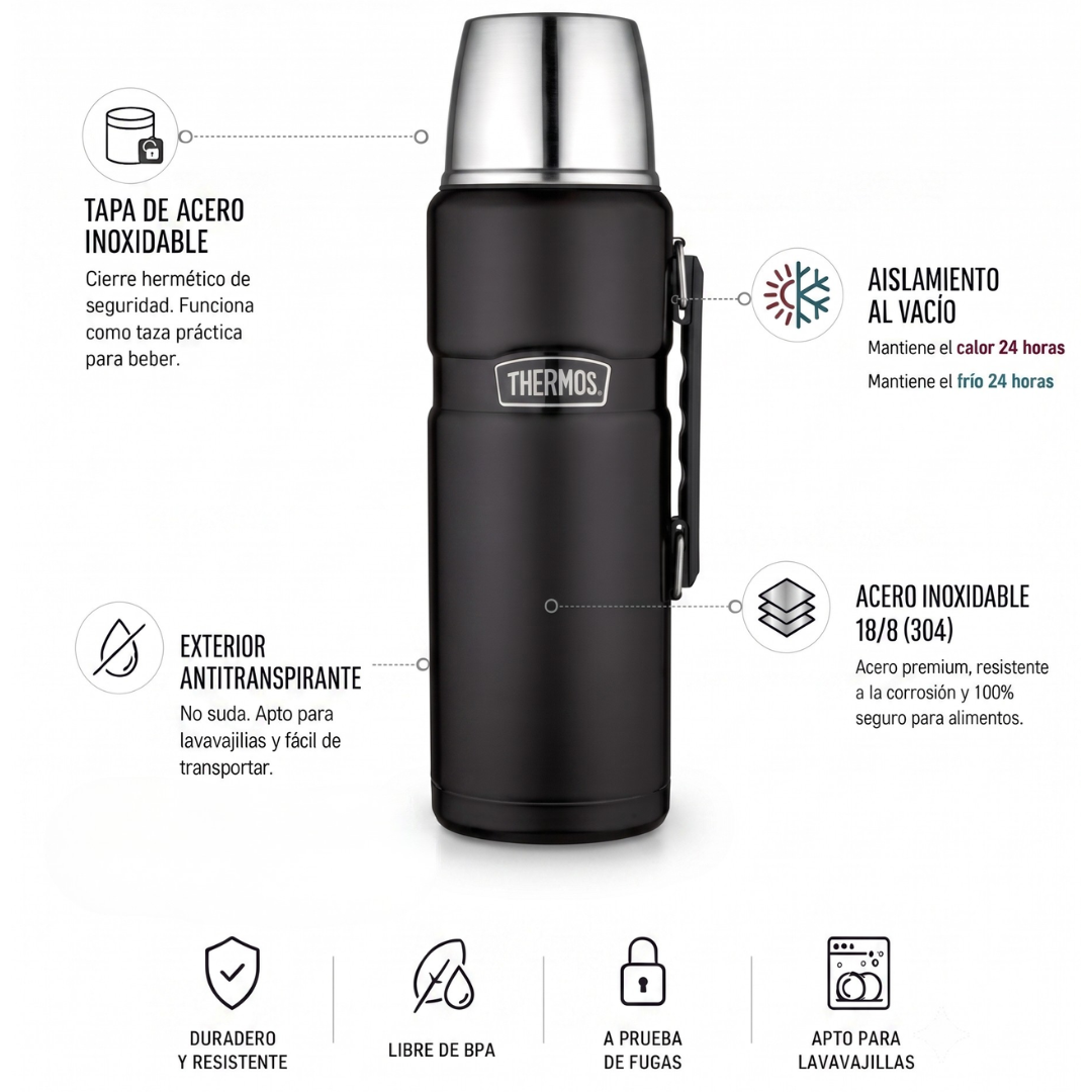 Thermos Termo líquido 1,2 L King – Negro