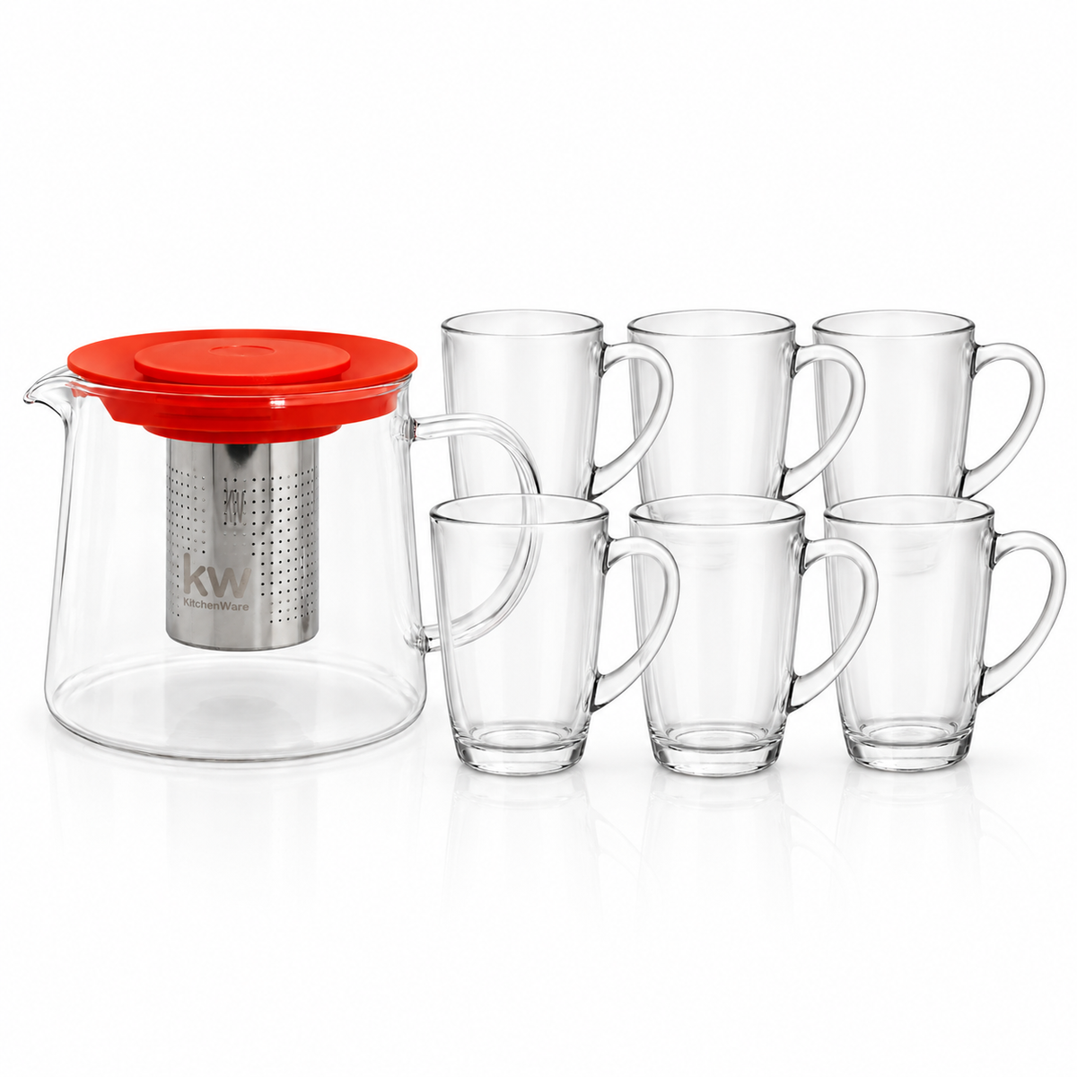 Pack tetera 1 L salmón + set de 6 tazas