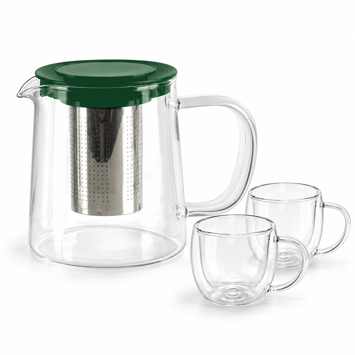 Pack tetera 850 ml verde + 2 tazas boro