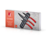 Bergner Set 3 cuchillos + barra magnética acero inoxidable rojo Classique