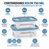 Set 2 contenedores rectangulares 750 ml