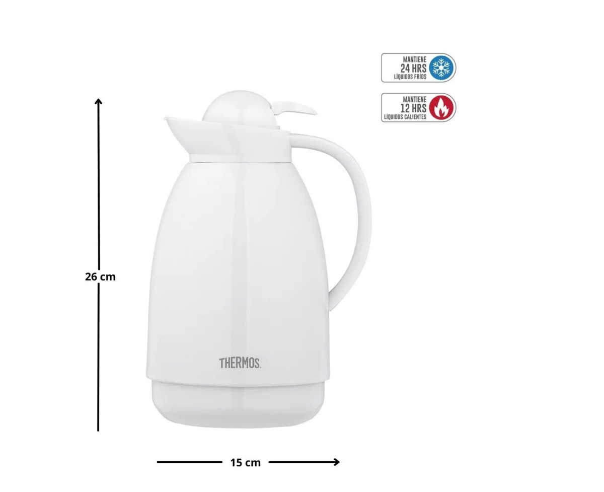 Thermos Jarra vidrio blanca 1 L