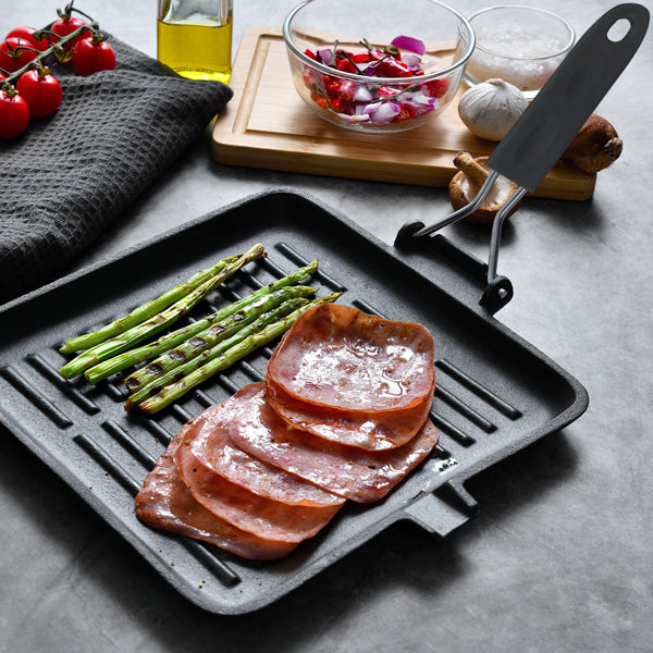 Bergner Asador cuadrado 26 cm hierro fundido Bbq