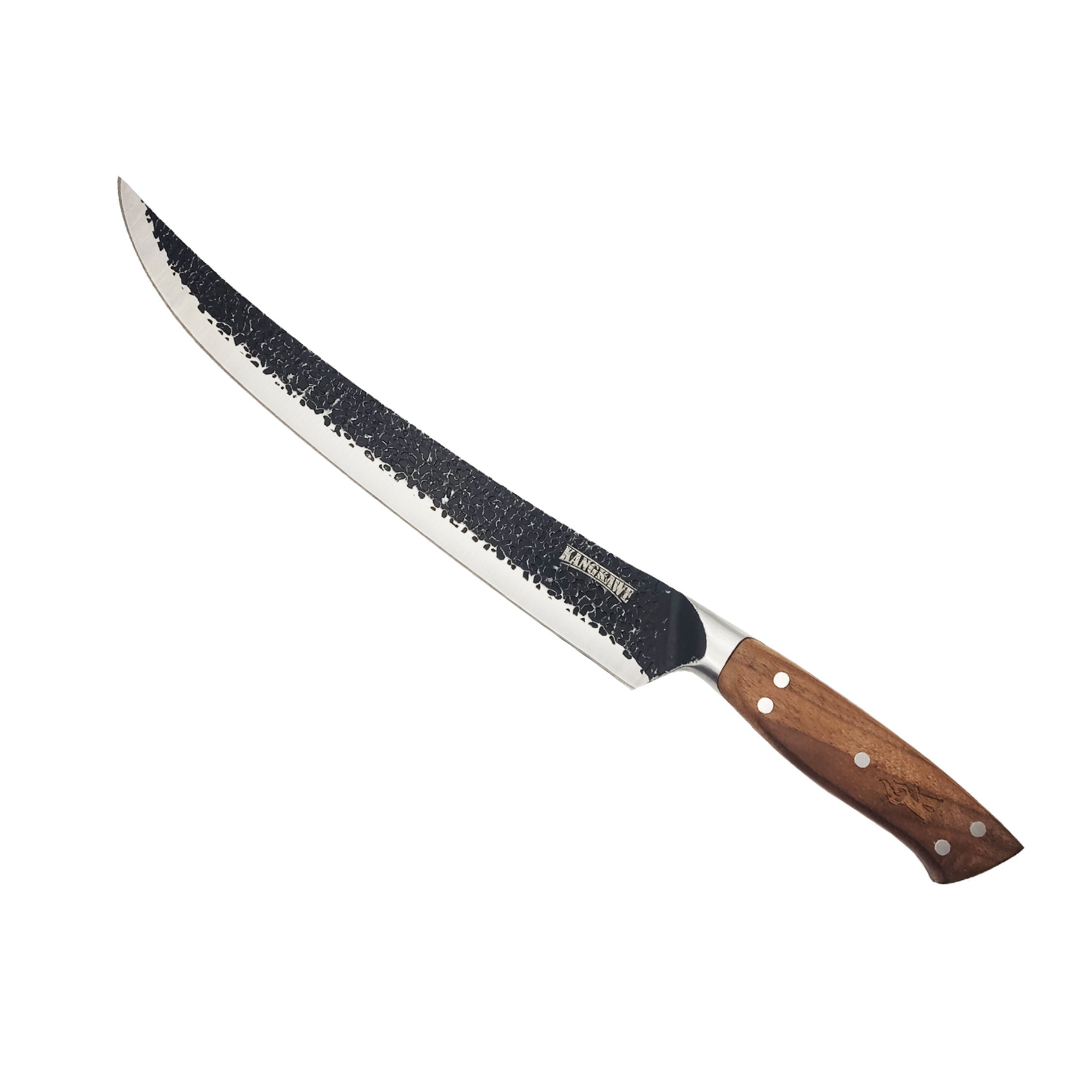 cuchillo carnicero estilo plano con mango negro. cuchillo de