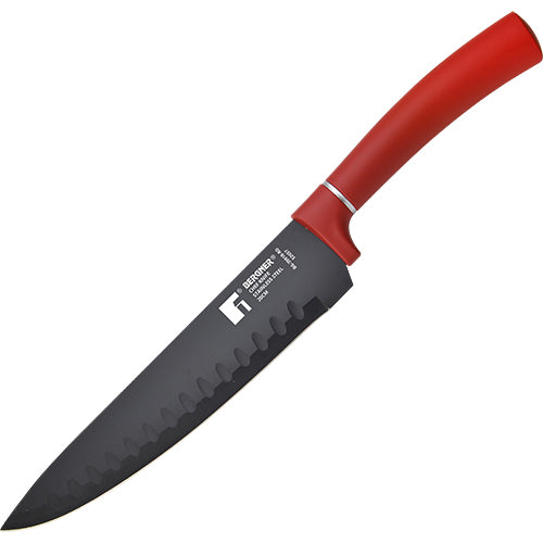 Bergner Set 3 cuchillos + barra magnética acero inoxidable rojo Classique