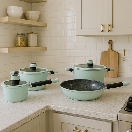 Batería de cocina 7 piezas Soho Mint aluminio forjado