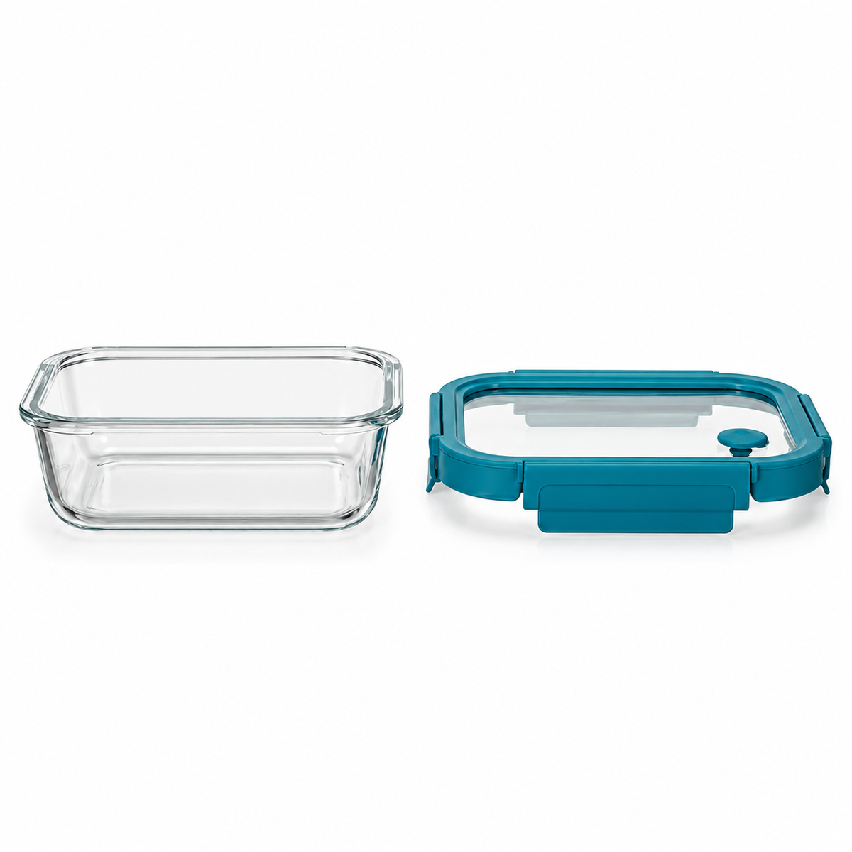 Contenedor tapa click vidrio rectangular 640 ml