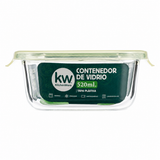 Recipiente cuadrado vidrio 520 ml con tapa