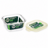 Recipiente cuadrado vidrio 520 ml con tapa