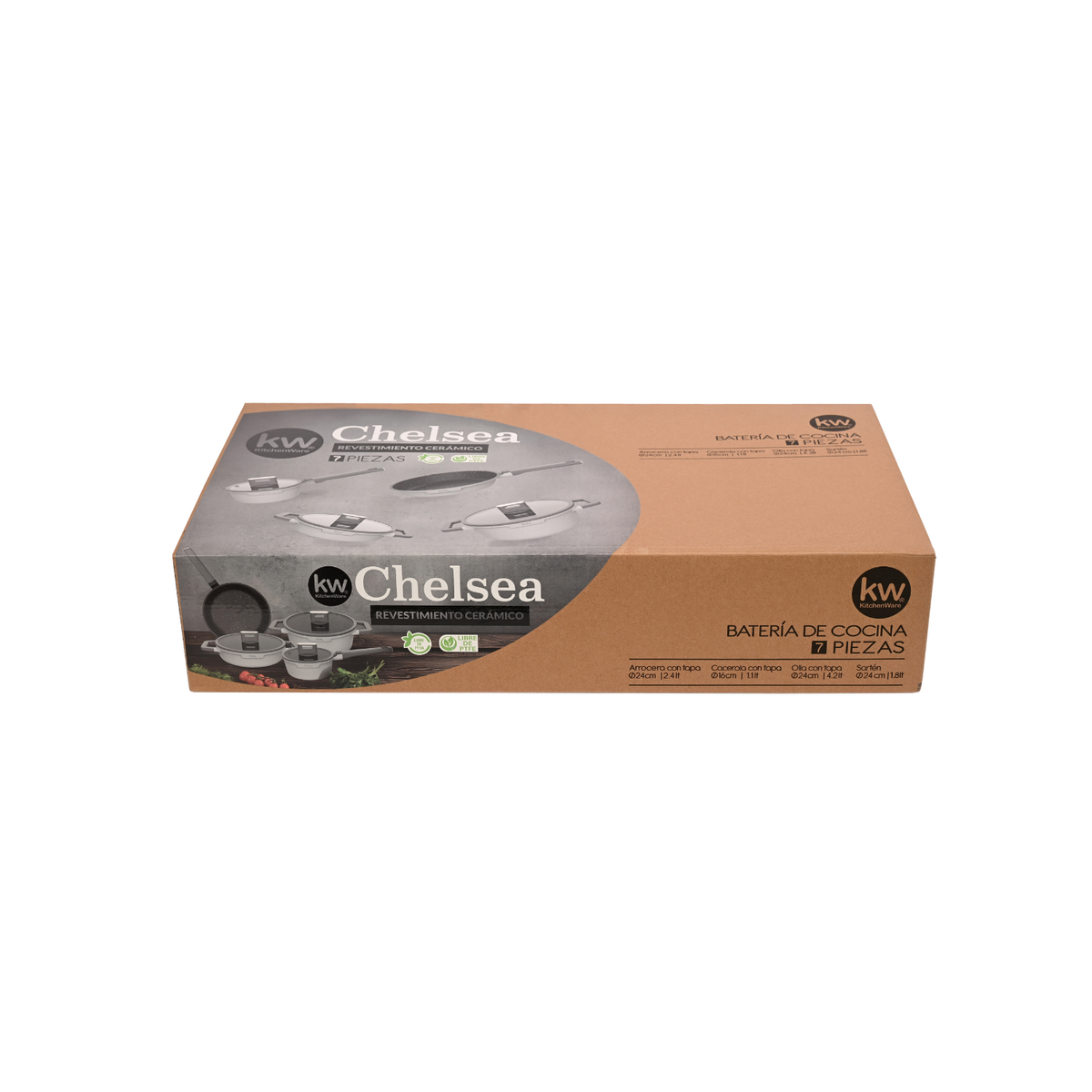 Batería de cocina 7 piezas Chelsea aluminio fundido – Gris