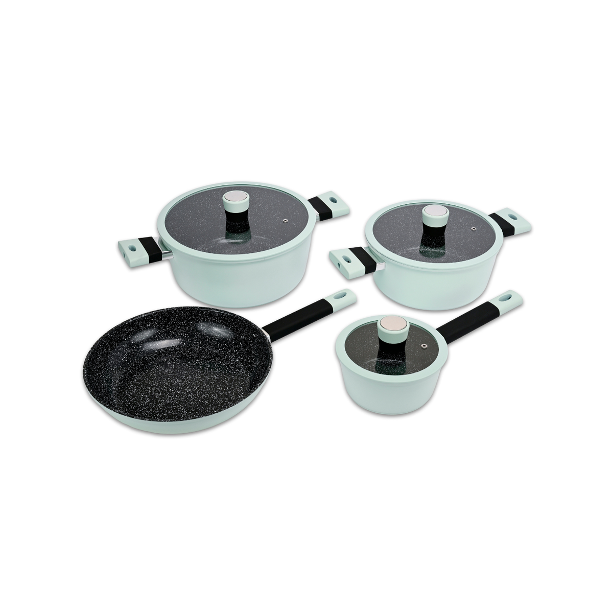 Batería de cocina 7 piezas Soho Mint aluminio forjado