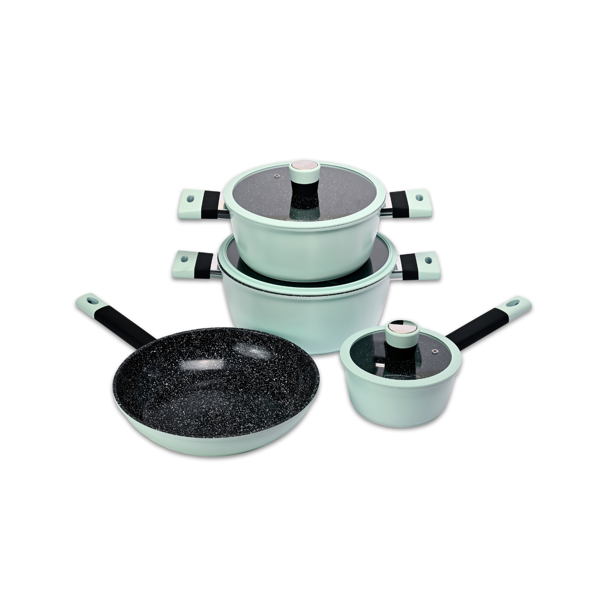 Batería de cocina 7 piezas Soho Mint aluminio forjado