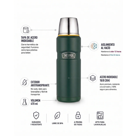 Thermos Termo líquido acero inoxidable King 470 ml – Matt Green