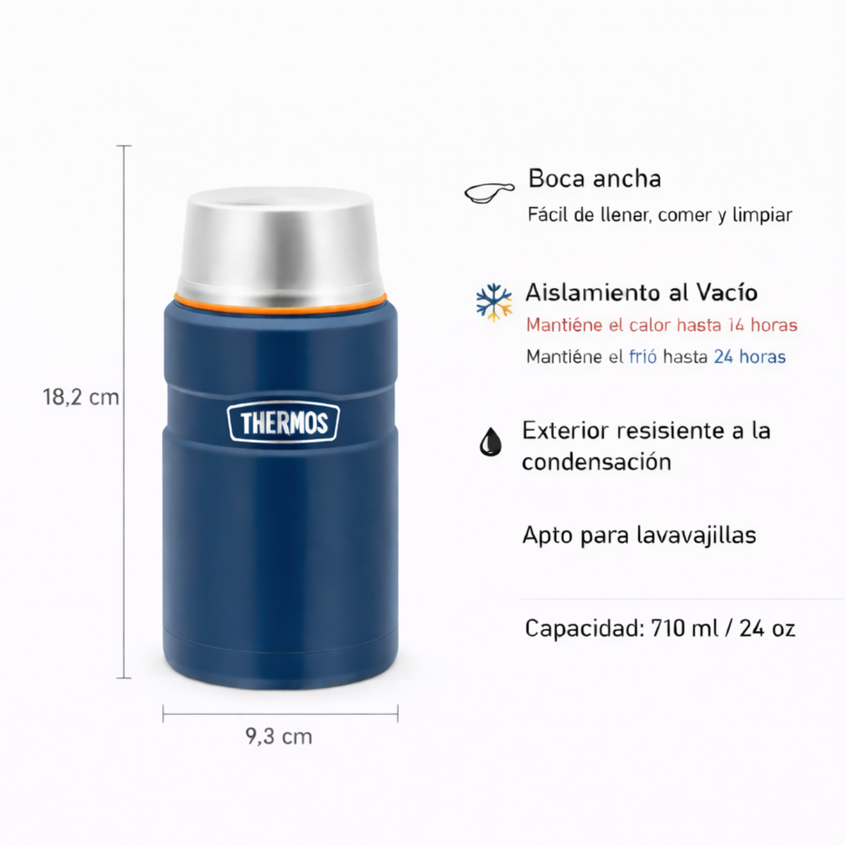 Thermos Termo comida acero inoxidable King 710 ml – Matt Navy