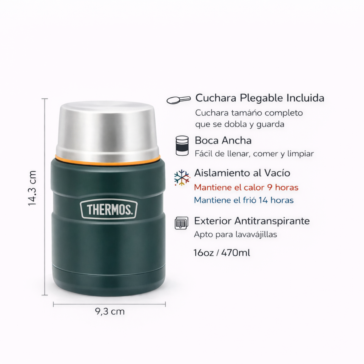 Thermos Termo comida acero inoxidable King 470 ml – Matt Green