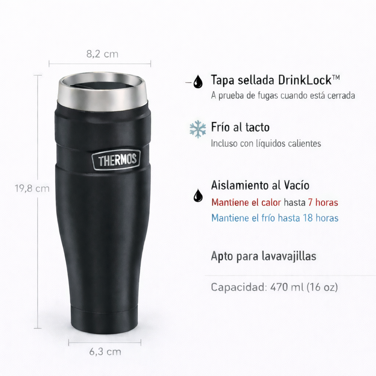 Thermos Termo mug 470 ml King – Negro