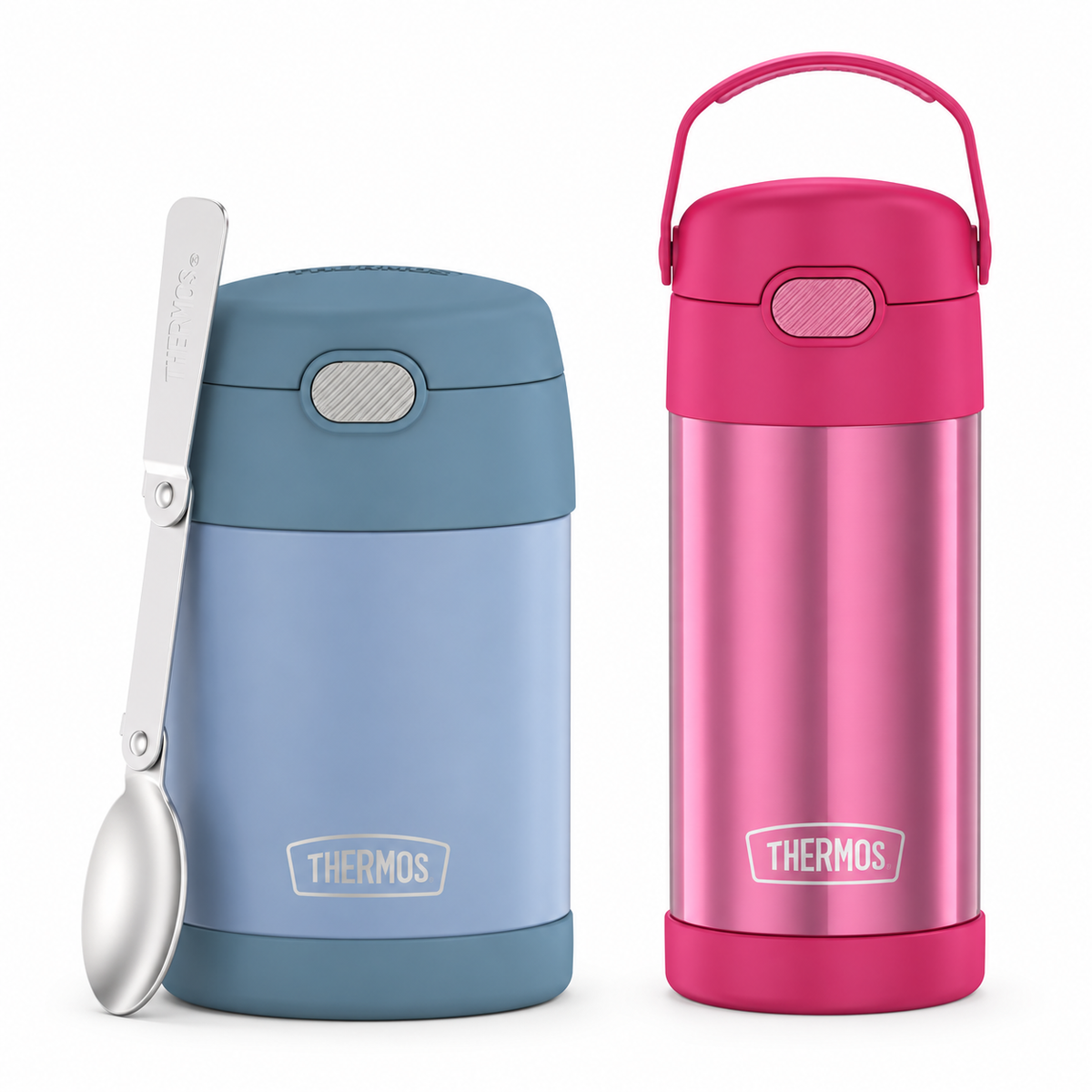 Pack Thermos termo de comida 470 ml Denim Blue + botella rosa