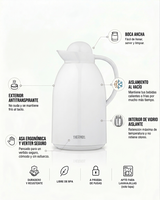Thermos Jarra vidrio blanca 1 L