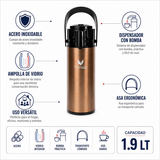 Thermos Termo sifon de vidrio1.9lt - Rose gold