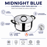 Bergner Olla c/tapa 20 cm acero inoxidable midnight blue