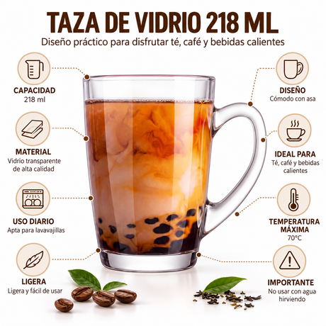 Taza mug Thai de vidrio 218 ml