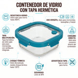 Contenedor tapa click vidrio 800 ml