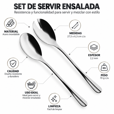 Set servicio ensalada 2 piezas acero inoxidable