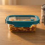 Contenedor tapa click vidrio rectangular 640 ml