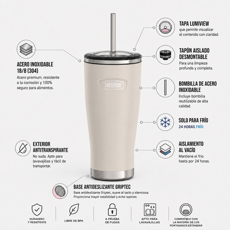 Thermos Termo mug Icon acero con bombilla 710 ml – Sandstone