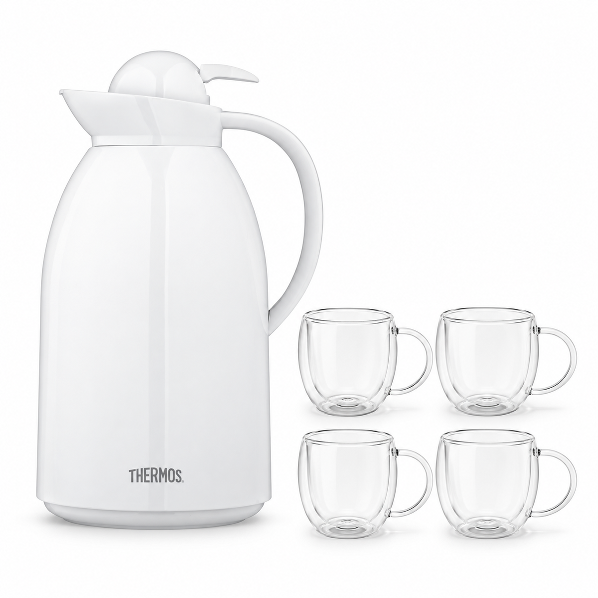 Pack jarra Thermos 1,5 L + 4 tazas boro 80 ml