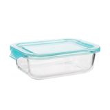 Recipiente rectangular vidrio 640 ml con tapa