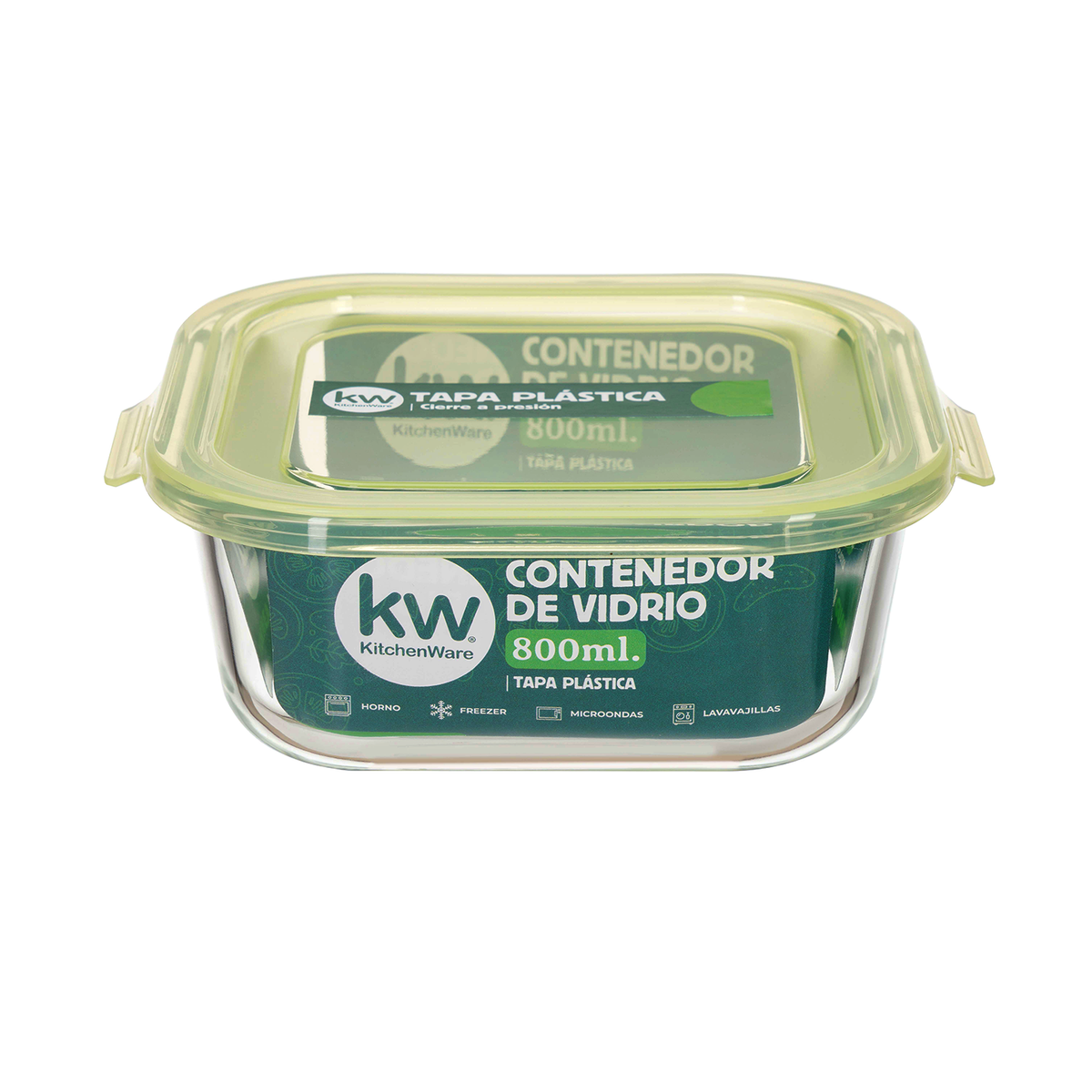 Recipiente cuadrado vidrio 800 ml con tapa