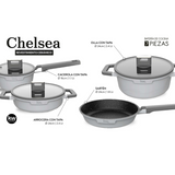Batería de cocina 7 piezas Chelsea aluminio fundido – Gris