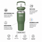 Thermos Travel mug Flip Lid inoxidable Outdo 850 ml – Verde