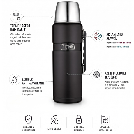 Thermos Termo líquido 1,2 L King – Negro