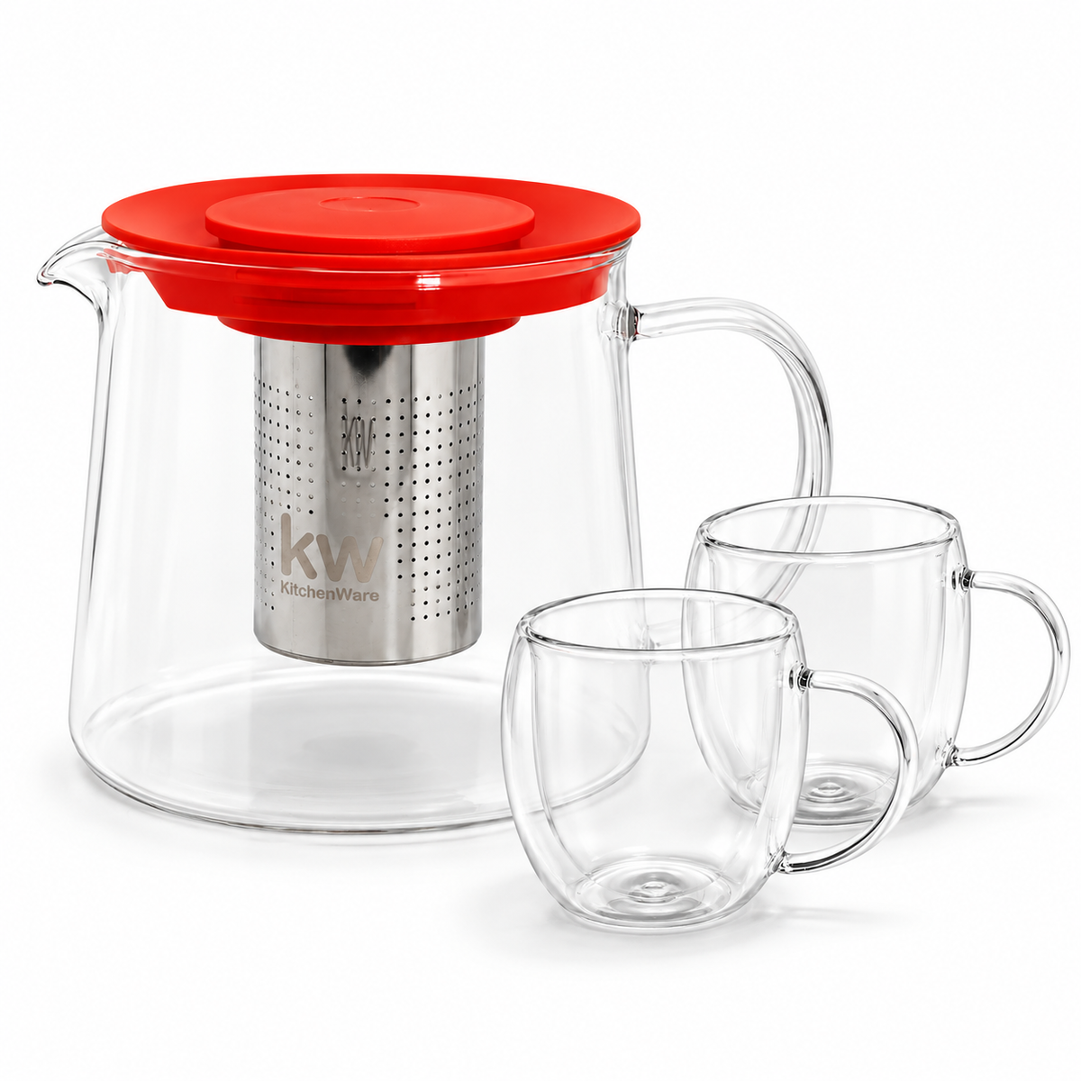Pack tetera 1 L salmón + 2 tazas boro