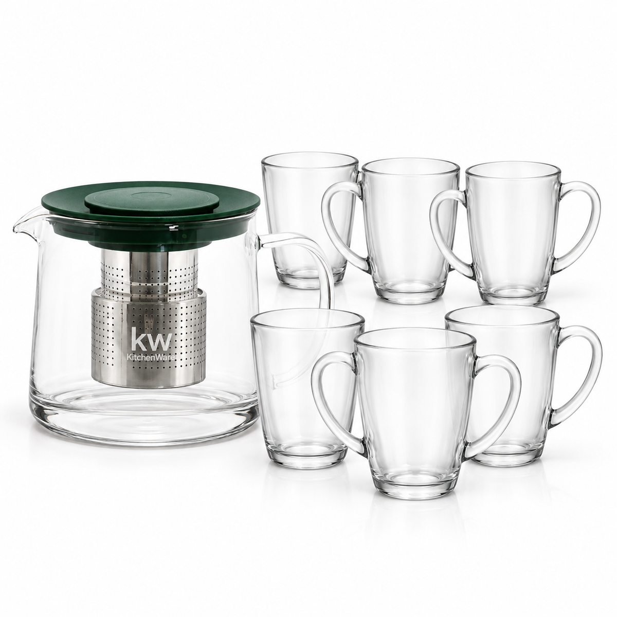 Pack tetera 1 L verde + set de 6 tazas